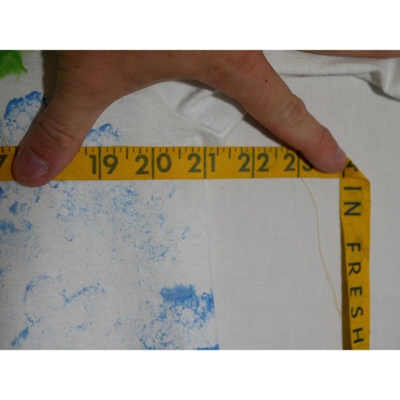 Vintage Puff Paint White T-shirt Palm Trees Faded Tag One Size Fits Large - Picture 9 of 9